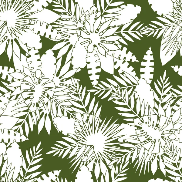 Modèle Sans Couture Feuilles Tropicales Feuilles Vectorielles Illustration Palmier Areca — Image vectorielle