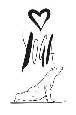 komik yoga kutup ayısı, fitness beyaz ayılar, yoga pozlar, Surya Namaskara meditasyon ile. Ashtanga kursuna katıldıktan sonra vinyasa yoga poses
