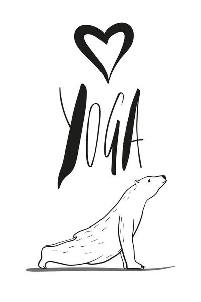 Yoga Divertido Con Oso Polar Osos Blancos Fitness Poses Yoga — Archivo Imágenes Vectoriales