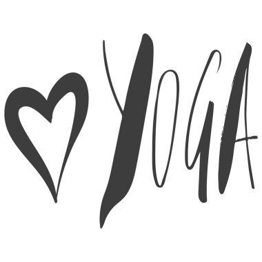 Beyaz arka plan üzerinde izole yoga yazıt, teklif hakkında yoga life, aydın el ifade siyah seviyorum