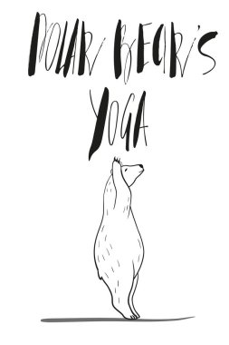 komik yoga kutup ayısı, fitness beyaz ayılar, yoga pozlar, Surya Namaskara meditasyon ile. Ashtanga kursuna katıldıktan sonra vinyasa yoga poses
