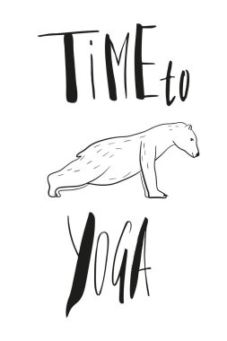 komik yoga kutup ayısı, fitness beyaz ayılar, yoga pozlar, Surya Namaskara meditasyon ile. Ashtanga kursuna katıldıktan sonra vinyasa yoga poses