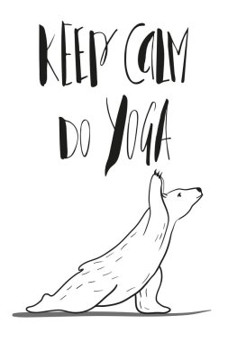 komik yoga kutup ayısı, fitness beyaz ayılar, yoga pozlar, Surya Namaskara meditasyon ile. Ashtanga kursuna katıldıktan sonra vinyasa yoga poses