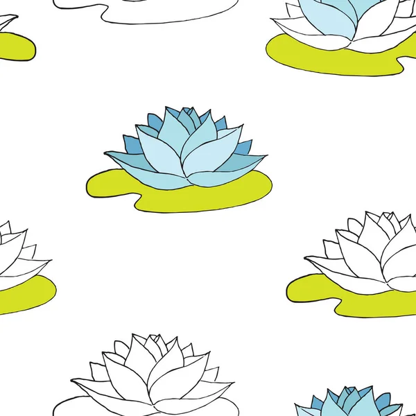 Motif lotus sans couture, fond de lotus vectoriel, motif avec wa — Image vectorielle