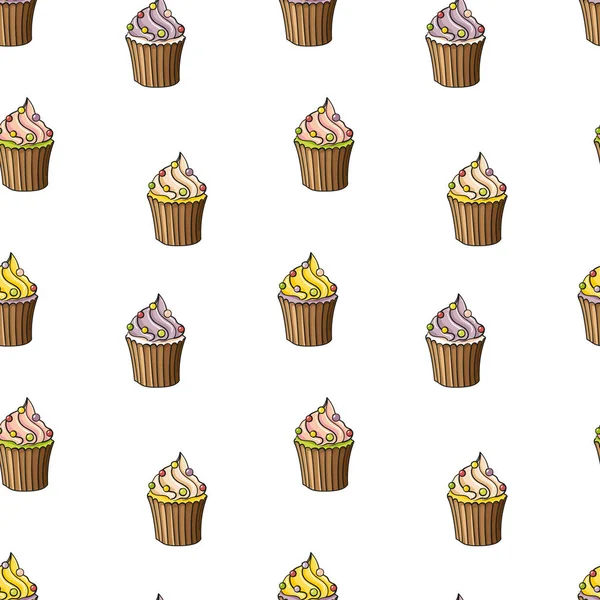 Padrão de vetor de bolo. Cupcake fundo padrão. Vetor do bolo. Ilustração vetorial . — Vetor de Stock