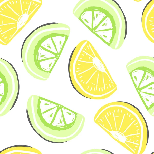 Chaux et citron fruits exotiques motif sans couture. lime fraîche et orange, fruits tropicaux détox d'été — Image vectorielle