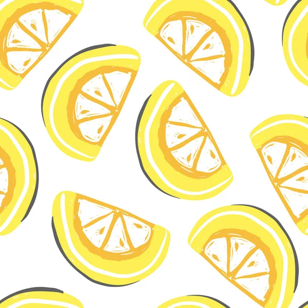 Naranja y frutas de limón patrón sin costura. Limón fresco y naranja, frutas tropicales desintoxicación de verano — Vector de stock