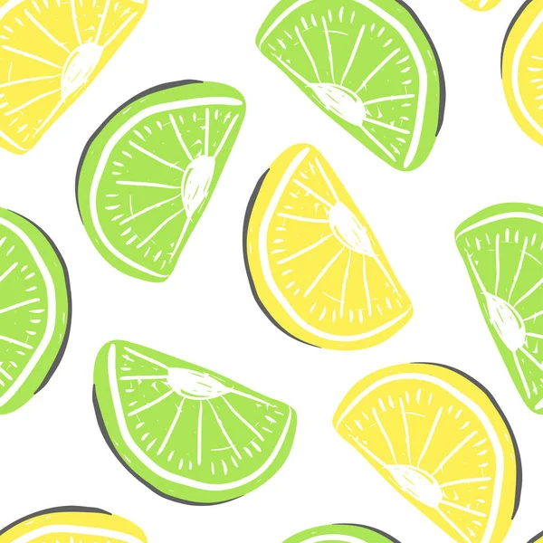 Patrón sin costuras de limón. Frutas tropicales frescas de cal desintoxicación de verano — Vector de stock