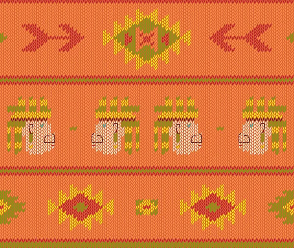 アステカの矢印の付いたニット自由奔放に生きるベクトル パターン ニット シームレス パターン — ストックベクタ