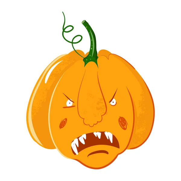 Vector pompoen hoofd portret met boze gevoelens voor de Halloween viering. kalebas schreeuwt — Stockvector