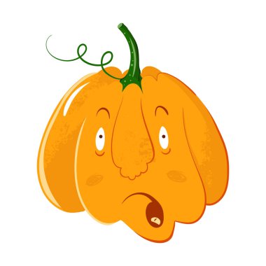 Cadılar Bayramı kutlama için merak duygularıyla vektör kabak kafa portre. kabak bağırır. Jack-o-lantern
