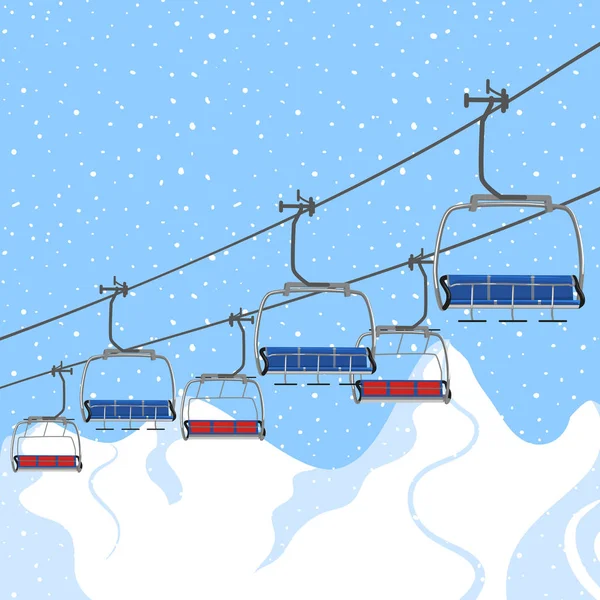 Ski resort tatil, teleferik. Kış açık tatil etkinlik spor kış dağ manzaralı Alpler'de, manzara. Ski resort el ilanı reklam için şablon. Web banner arka plan