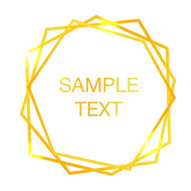 Altın folyo kristal, beyaz arka plan. Cadrs, afiş, davetiye için altın çerçeve şablon parlayan