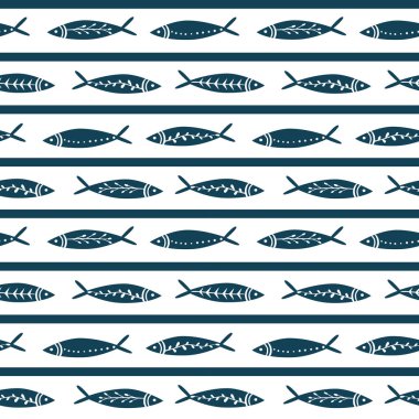 Sorunsuz vektör desen ile şirin balıkçı. Çizgili desen. Kaydırma kağıt yaz stili kıyafetler için için desen dolgularını, duvar kağıdı, baskı