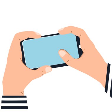 Boş bir ekran ile akıllı telefon tutan insan elleri