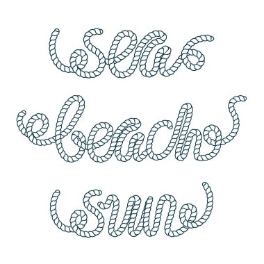 İki renk. Deniz ipi ile yazı alıntı. Çocuklar için t-shirt ve deniz tarzı Hediyelik eşyalar için yazdırın. Beyaz arka planda izole edilmiştir. Seyahat teması