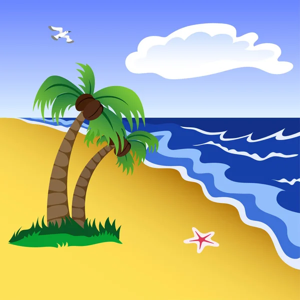 Vektorové Ilustrace Scény Tropické Pláže — Stockový vektor