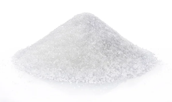 Haufen Weißer Zucker Isoliert Auf Weißem Hintergrund — Stockfoto