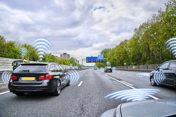 Konzept Eines Selbstfahrenden Modernen Autos Illustration — Stockfoto