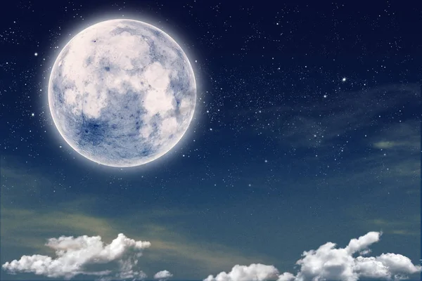 Skyscape Gwiaździstą Noc Pełni Księżyca — Zdjęcie stockowe