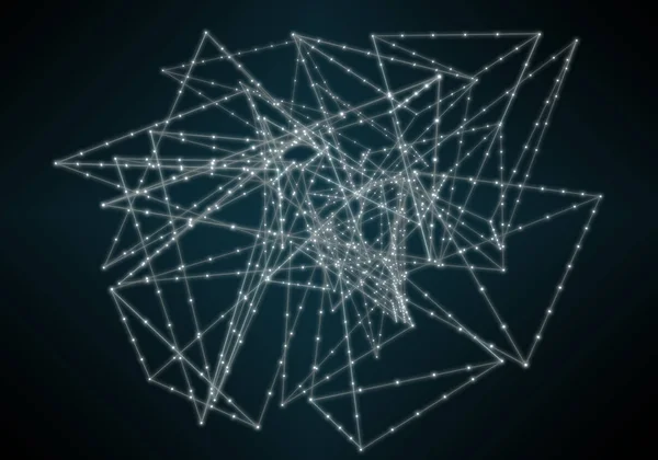 Abstract beeld van neurale netwerk op zwart — Stockfoto
