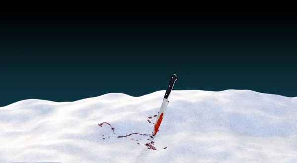 Ματωμένο μαχαίρι που προεξέχει από το χιόνι — Φωτογραφία Αρχείου