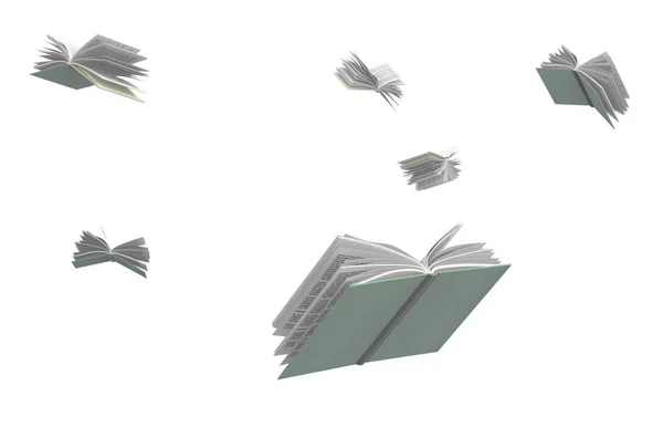 Livres volants, isolés sur fond blanc . — Photo