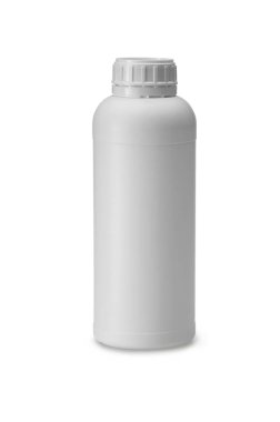 Beyaz plastik şişe izole edilmiş.