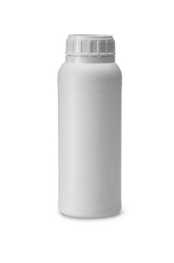 Beyaz plastik şişe izole edilmiş.