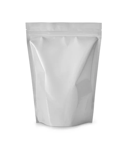 Білий пластиковий мішок ізольований на білому — стокове фото