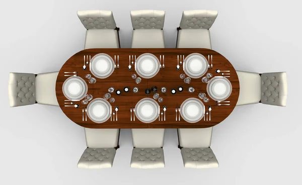 Модный обеденный стол изолирован на белом фоне . — стоковое фото