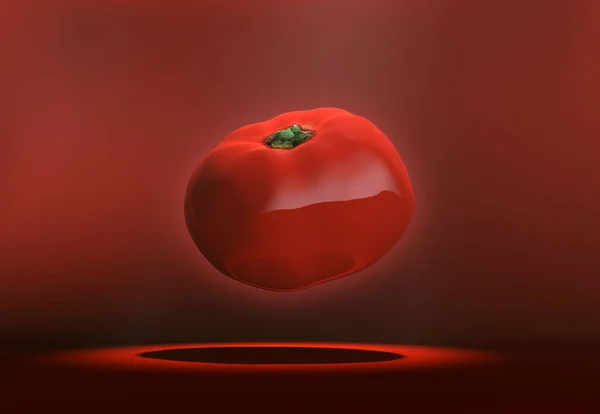 Tomato floating on a red back ground. — Stock Photo, Image