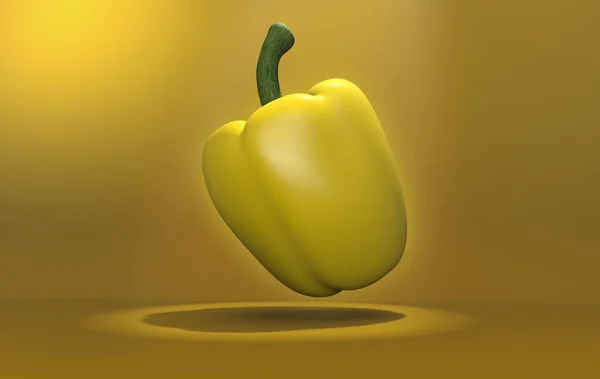 Yellow pepper floating on a yellow back ground. — Stock Photo, Image