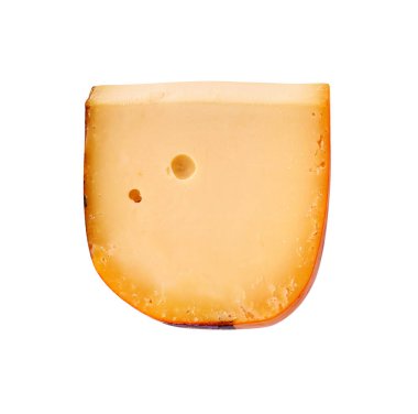 Zaanlander Hollanda peyniri bir stüdyo ortamında, beyazlar içinde izole edilmiş..