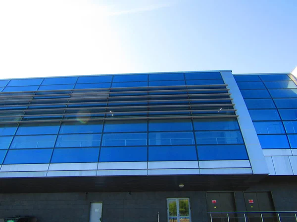 Building Blue Glass Window Panels Stock Photo