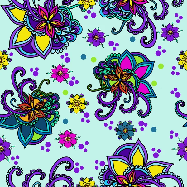 Abstrato Floral Padrão Sem Costura Estilo Indiano Fundo — Vetor de Stock