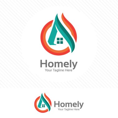 Evde bakım logo, Emlak ve gayrimenkul kavramı ile el simgesi.