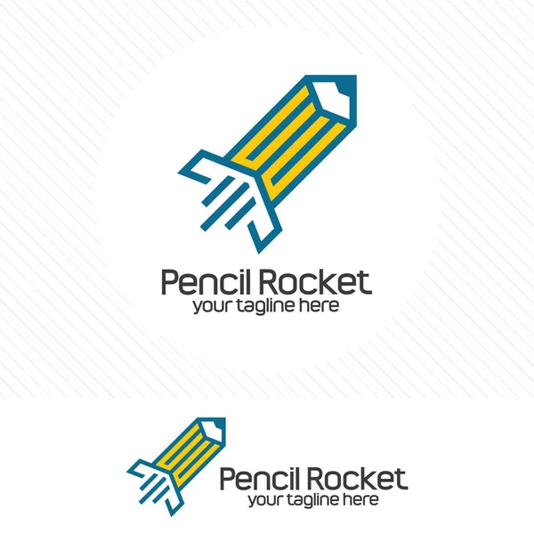 Pencil Rocket Logo Creative Logo Designer Agency Writer Studio — Stock Vector