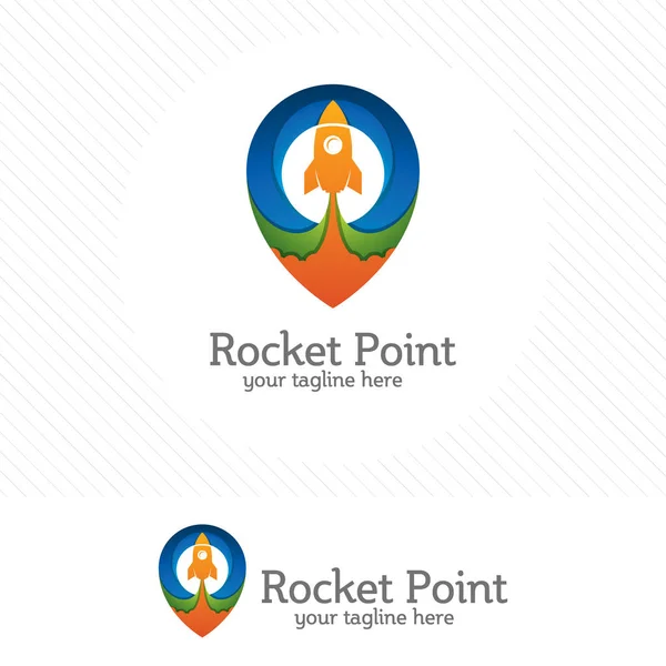 Rocket Point Logo Design Vector Map Pin Combination — Stock Vector