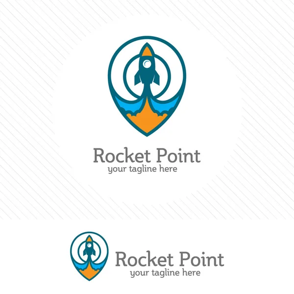 Rocket Point Logo Design Vector Map Pin Combination — Stock Vector