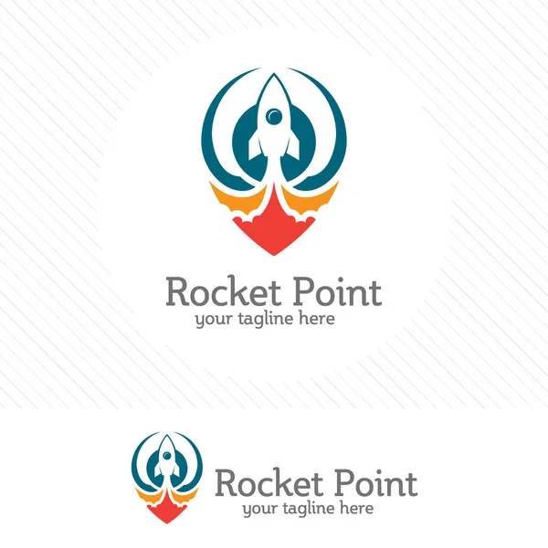 Rocket Point Logo Design Vector Map Pin Combination — Stock Vector