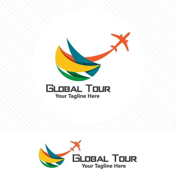 Podróży Kolorowy Koncepcja Logo Ikona Samolotu Abstrakcyjny Element — Wektor stockowy