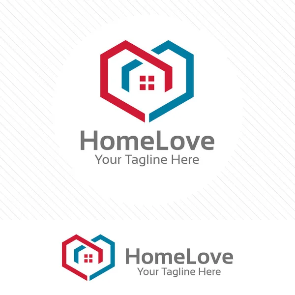 Domácí Láska Logo Vlastnictví Nemovitosti Koncept Symbolem Lásky — Stockový vektor