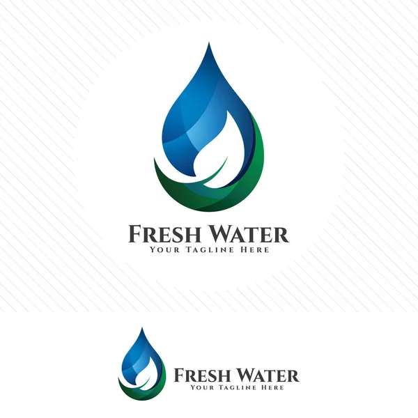 Logotipo Gota Água Ecologia Verde Vetor Design Conceito Água Doce — Vetor de Stock