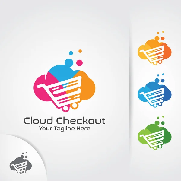 Vettore Design Del Logo Del Negozio Online Con Concetto Cloud — Vettoriale Stock