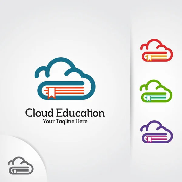 Bulut Kitap Logo Için Çevrimiçi Eğitim Kütüphane Kitap Mağazası — Stok Vektör