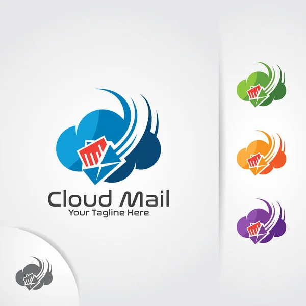Cloud Mail Logo Simple Flat Design Vector — Stock Vector