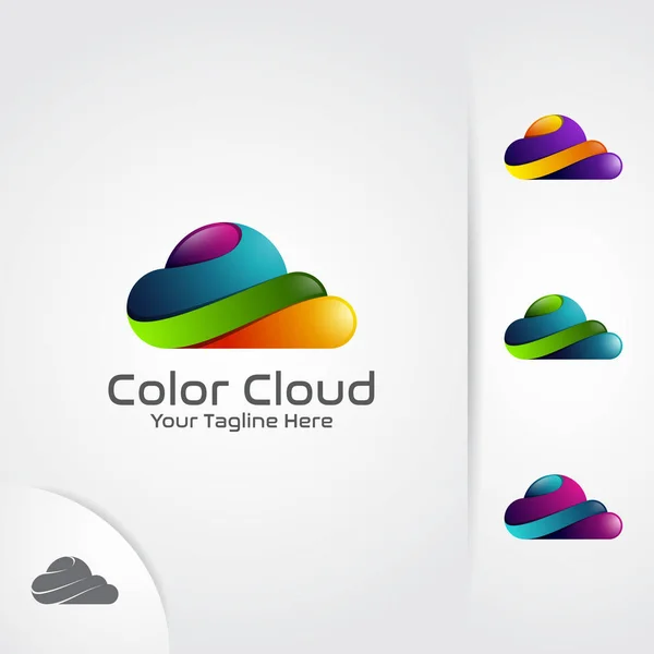Colorido Logotipo Nube Diseño Moderno Diseño Vectores Nubes — Vector de stock