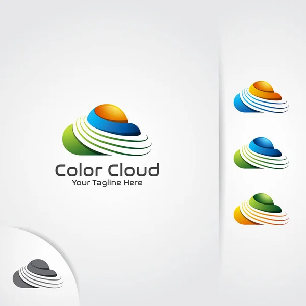 Colorido Logotipo Nube Diseño Moderno Diseño Vectores Nubes — Vector de stock
