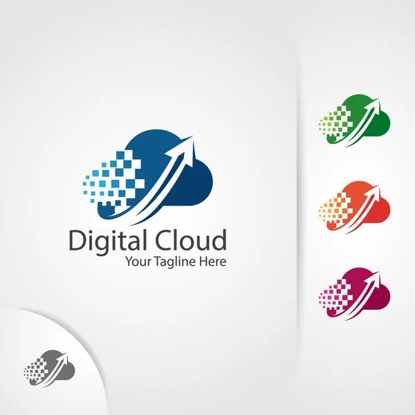 Awan Menghubungkan Logo Panah Dan Vektor Desain Simbol Digital - Stok Vektor
